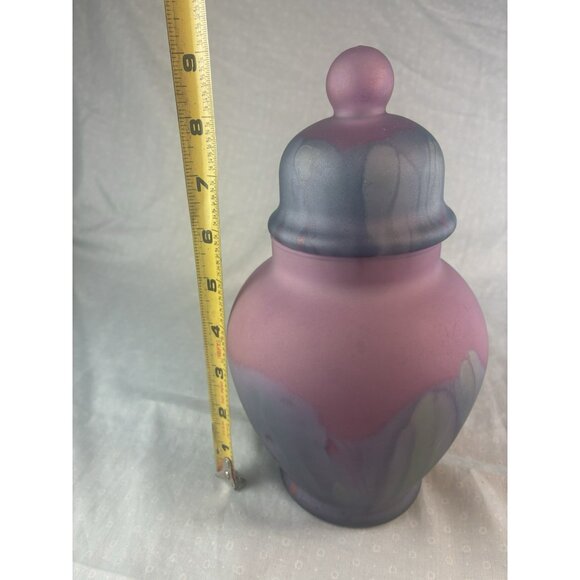 Vtg Reuven Nouveau Art Glass Hand Painted Candy Jar Canister Lid Urn Vase ~9 in - Picture 2 of 8